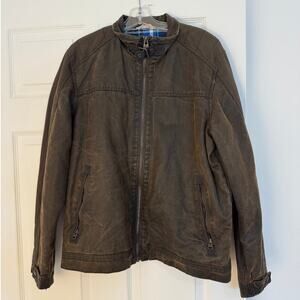 North Coast by Marks & Spencer Brown Jacket Size M Distressed Moto Biker Zip Up